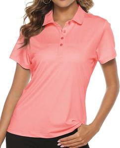 2025 último diseño de manga corta para mujer para camiseta Polo rosa claro impresión personalizada OEM Logo Jersey tela lisa en blanco - Product Image 1