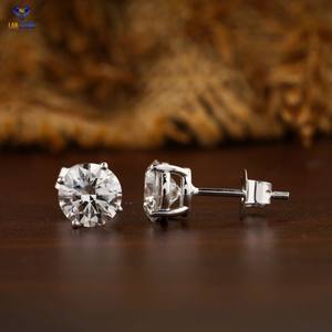 2,09 TDW Round Brilliant Cut Stud 18K Oro blanco Diamante cultivado en laboratorio Diamante Pendiente Joyería - Product Image 3