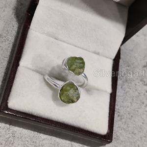 Joyería de piedra en bruto Anillo para mujer Piedra preciosa de peridoto crudo natural Piedra NATAL DE AGOSTO Aniversario Piedra doble Anillo de plata esterlina 925 - Product Image 5
