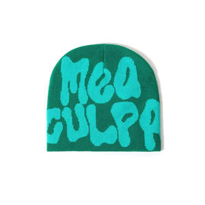 Estilo Jacquard Spider Web patrón de punto Skully Cap Beanie Hat para hombres mujeres sombrero de punto al por mayor logotipo personalizable Ronpex - Product Image 2