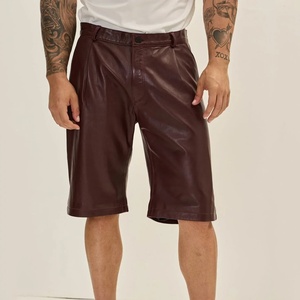 Pakistan Made <b>Cheap</b> Price Color Contrast Men Leather Shorts High Quality Comfortable Breathable Leather Shorts For Men - Product Image 6
