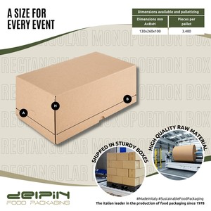 Made Italy Eco-Friendly Recyclable Disposable Rectangular Kraft Paper Slotted <b>Box</b> for Food-Safe Packaging Storage Customizable - Product Image 4