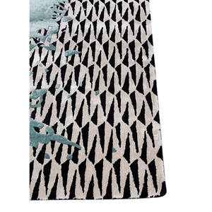 Tapis rectangulaires classiques en laine et viscose tuftés à la main Adrift Blue, technique Jacquard 10 mm pour la maison, le salon, le couloir - Tra-15188 - Product Image 4