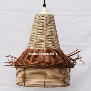 Handmade Natural Color Lacquer Coated Pendant Lamp Rope/Rattan Weaving with Oval Shape <b>Shade</b> Latest Design Manufacturer Exporter - Product Image 3