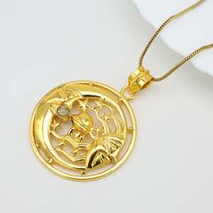 Collar con Colgante de Oro Exclusivo, Joyería Boho de Latón para Mujer, Chapado en Oro de 18k, Sol y Luna Celestiales con Labradorita, para Venta al Por Mayor/OEM/ODM - Product Image 3