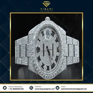 Montre analogique Moissanite VVS Clarity Diamond cloutée de l'Inde au design tendance le plus vendu - Product Image 2