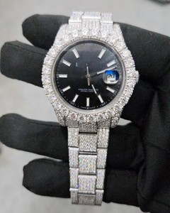 Montre à quartz en acier inoxydable de luxe à dessin animé RX, vente chaude, avec cadran en verre, pour hommes et femmes, hip-hop, moissanite couleur D VVS - Product Image 1