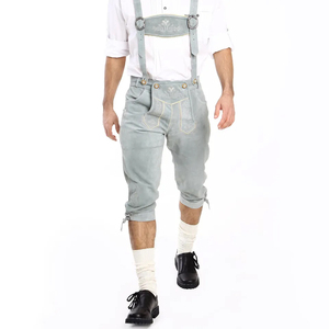 Solid Color Men's Bavarian Lederhosen Suede Leather Custom Made Knee-Length Breathable Quick Dry Casual - Product Image 1