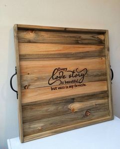 Acacia Wood Rectangular Serving Tray with Handles for Home Kitchen <b>Decor</b> Rustic Brown Wooden Tray for Serving Drinks and Snacks - Product Image 2