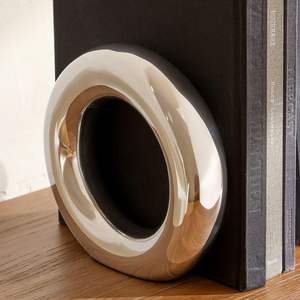 Contemporary Metal <b>Bookends</b> Modern Artistic Shape Durable Support For Books In Office Study Rooms - Product Image 3