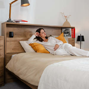 Ensemble de lit de rangement moderne avec matelas, cadre de lit plateforme en bois avec tête de lit bibliothèque et tiroirs, mobilier de chambre complet - Product Image 4