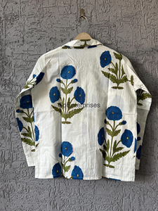Traje de noche de algodón con estampado de flores azules de lujo para mujer Pijamas de manga larga Ropa de descanso de lujo suave Conjuntos PJ de talla grande Sexy Floral - Product Image 5