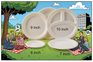 9 Inch <b>Disposable</b> Sugarcane Bagasse <b>Plate</b> 3 Compartment Round Eco Friendly Biodegradable Microwave Safe Food Tray with Tray - Product Image 6