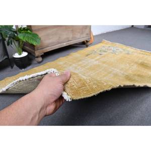 Alfombra de lana amarilla de 3,9x6,6 pies Vintage, alfombra turca clásica de área grande, patrón de retazos de látex para sala de estar, pasillo para adolescentes - Product Image 3