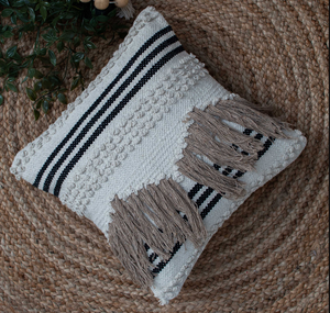 Funda de almohada de yute tejida de algodón orgánico estilo bohemio, versátil 18x18/20x20, cojines estampados con flecos para el hogar, sala de estar, Hotel - Product Image 2