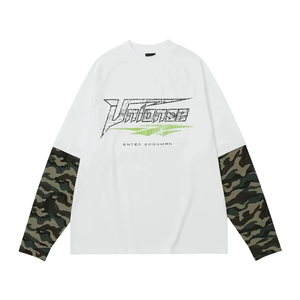 Streetwear de qualité supérieure à prix de gros T-shirt double couche à manches longues pour hommes sérigraphie style tendance personnalisé - Product Image 1