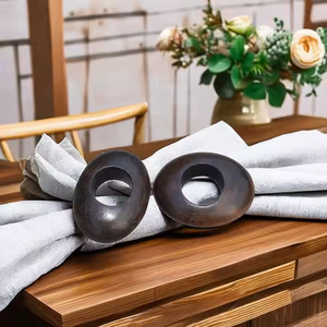 Anneaux de serviette ovales faits à la main couleur naturelle en bois porte-anneau de serviette pour la conception de Table de cuisine de fête de mariage par décor impex - Product Image 1