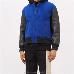 Blouson aviateur en laine avec patchwork brodé de chenille au design personnalisé Blouson de baseball Letterman à manches en cuir véritable - Product Image 5