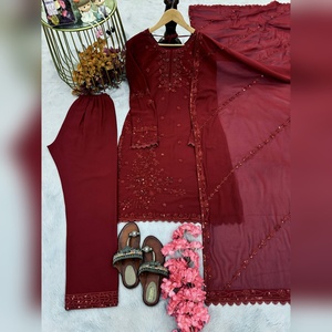 Nouvelle arrivée 2025, lot de 3 pièces Kurti Sharara & Dupatta en faux georgette lourd avec broderie à la main pour femmes LOOK-024 - Product Image 5