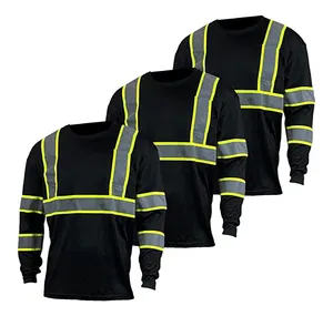 Ork T hirhirt Lass 2 Reflective en's iigh is fety is ONG leeve hirhirt with Pocket ustomizate Men afety Hirt