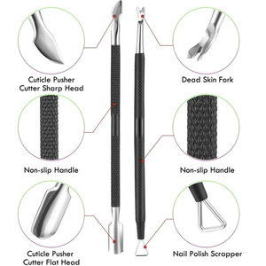 Pousse-cuticules carré en acier inoxydable de qualité supérieure, finition polie, léger, prise en main confortable, outil de soin des ongles, logo personnalisé, double usage - Product Image 2