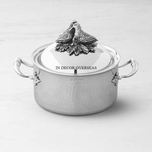 Admirable designer de qualité supérieure en métal martelé Texture forme ronde argent brillant poli Ruffoni pot avec poignées - Product Image 5