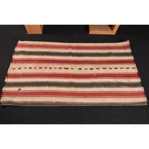 Alfombra turca tradicional de área grande 2.9x5ft Rojo Beige Kilim Lana Respaldo de látex Forma rectangular abstracta para pasillo 10mm - Product Image 3