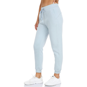 Pantalones de chándal de cintura alta de color gris claro para mujer, pantalones de chándal informales con logotipo personalizado y estilo frontal plano, novedad - Product Image 3
