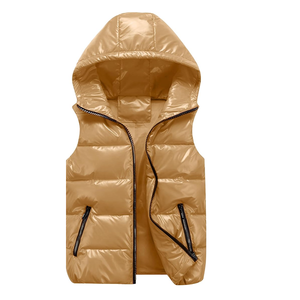 Tendance chaude femmes gilet hiver à capuche gilet manteau mode brillant vers le bas sans manches gilet prix de gros - Product Image 6