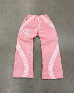 Pantalon de jogging en nylon épais et empilé à rayures personnalisées pantalon droit et large pour hommes pantalon de survêtement évasé ample à imprimé baggy camouflage - Product Image 4