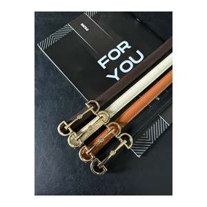 4-Piece Genuine Leather Long Buckle Thin Women's <b>Belt</b> Set, Suitable for Jackets, Shirts, and Dresses. - Black-Tan-<b>Burgundy</b>-Brown - Product Image 3