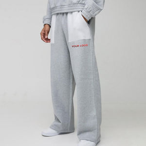 2025 nouveau arrivé 100% pantalons de survêtement baggy surdimensionnés avec poches contrastées avant Streetwear respirant empilé Flare Joggers pour hommes - Product Image 1