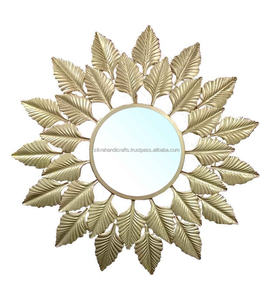 Miroir peint en or en métal, finition moderne et moderne pour salon, décoration murale en métal, miroirs entièrement montés - Product Image 5