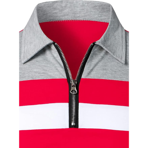 Chemise à manches longues pour homme, coupe ajustée décontractée, respirante, fermeture éclair contrastée, couleur unie, coton, hauts personnalisés OEM ODM, marque privée - Product Image 3