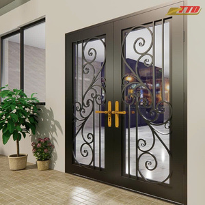 Portes d'entrée classiques en acier forgé sur mesure, étanches, de conception artistique vietnamienne pour maisons modernes, garantie 3 ans - Product Image 4