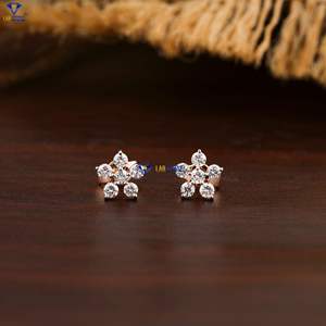 0.18 TDW rond taille brillant diamant boucle d'oreille 18k or Rose Labgrown diamant Hpht/Cvd diamant laboratoire pierre - Product Image 1