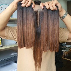 Extensions de cheveux 100% humains, raie libre pour closure en dentelle, couleur brun gingembre, cheveux vierges Remy d'un seul donneur, ondulation lâche et profonde - Product Image 3