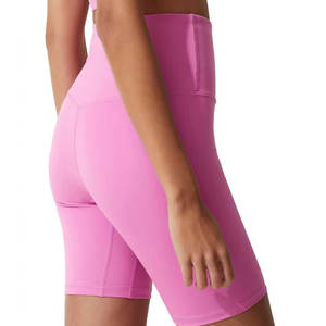 Nouveauté Shorts de yoga pour femmes en polyester/spandex, longueur cuisse, taille mi-haute, logo imprimé personnalisé, OEM, style urbain - Product Image 4