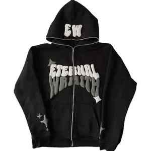 Sudadera con capucha extragrande con estampado en relieve, material acogedor, arte texturizado llamativo y estilo urbano relajado. - Product Image 1