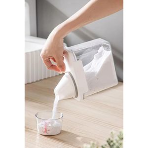 ภาชนะเก็บของพลาสติกกันรั่ว 2 ชิ้น พร้อมสเกลวัด สำหรับเก็บของชำ ถั่ว ผงซักฟอก - Product Image 2