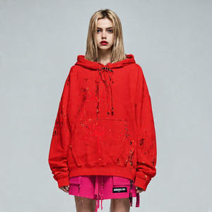 Sudadera con Capucha Extra Grande para Mujer, Estampada, Desgastada, de Forro Polar de 500 GSM, Hombros Caídos, Personalizable - Product Image 2