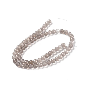 Perles de pierre, perles d'agate grises, collier de pierres précieuses lisses, pierres de guérison, cristal naturel, grossiste - Product Image 1