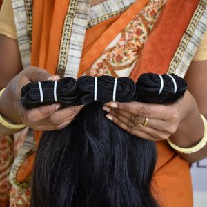 100% Raw Cuticle Aligned Weaving Bundles <b>Black</b> Silky Straight Vietnamese Temple Virgin Human <b>Hair</b> <b>Extensions</b> - Product Image 4