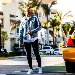 <b>Denim</b> <b>Jacket</b> Manufacturer Oem <b>Custom</b> Mens Jean <b>Denim</b> <b>Jacket</b> Men Casual Bomber Coats Streetwear Windbreaker - Product Image 3
