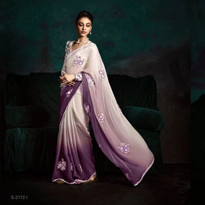 ชุดส่าหรีผ้าไหมเนื้อนุ่มดีไซเนอร์ชาวอินเดียพร้อมด้วยงานปักที่สวยงาม - Product Image 1