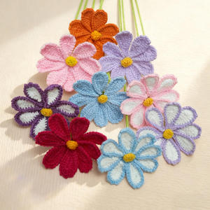 Bouquet de fleurs artificielles en fil tissé au crochet fait main, style naturel, œillets et roses, pour fêtes, réunions, cadeaux, vente en gros Chine - Product Image 4