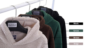 เสื้อฮู้ดผ้ากำมะหยี่สำหรับแฟชั่นฤดูหนาวมีฮู้ดปกเสื้อแบบทันสมัย - Product Image 5