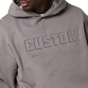 Custom Factory Heavyweight Cotton Pullover Hoodies Men 3D Embossed No <b>String</b> Sweatshirts Manufactured Mens Hoodies Sweatshirts - Product Image 3