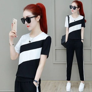 Ropa deportiva de ocio para mujer, ropa de verano 2024, nuevos vestidos de moda, pantalones cortos de manga corta, dos conjuntos para mujer, conjunto de 2 uds. - Product Image 2