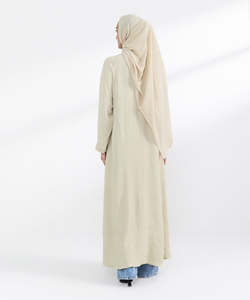 Abaya pour femme manches longues brodée, couleur unie, respirante avec impression droite de paillettes, logo personnalisé, grande taille - Product Image 5